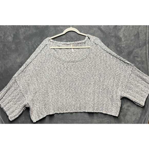 Free People Sweaters - Free People Good Day Sweater Woman’s L Grey Oversized Boxy Cropped Off Shoulder